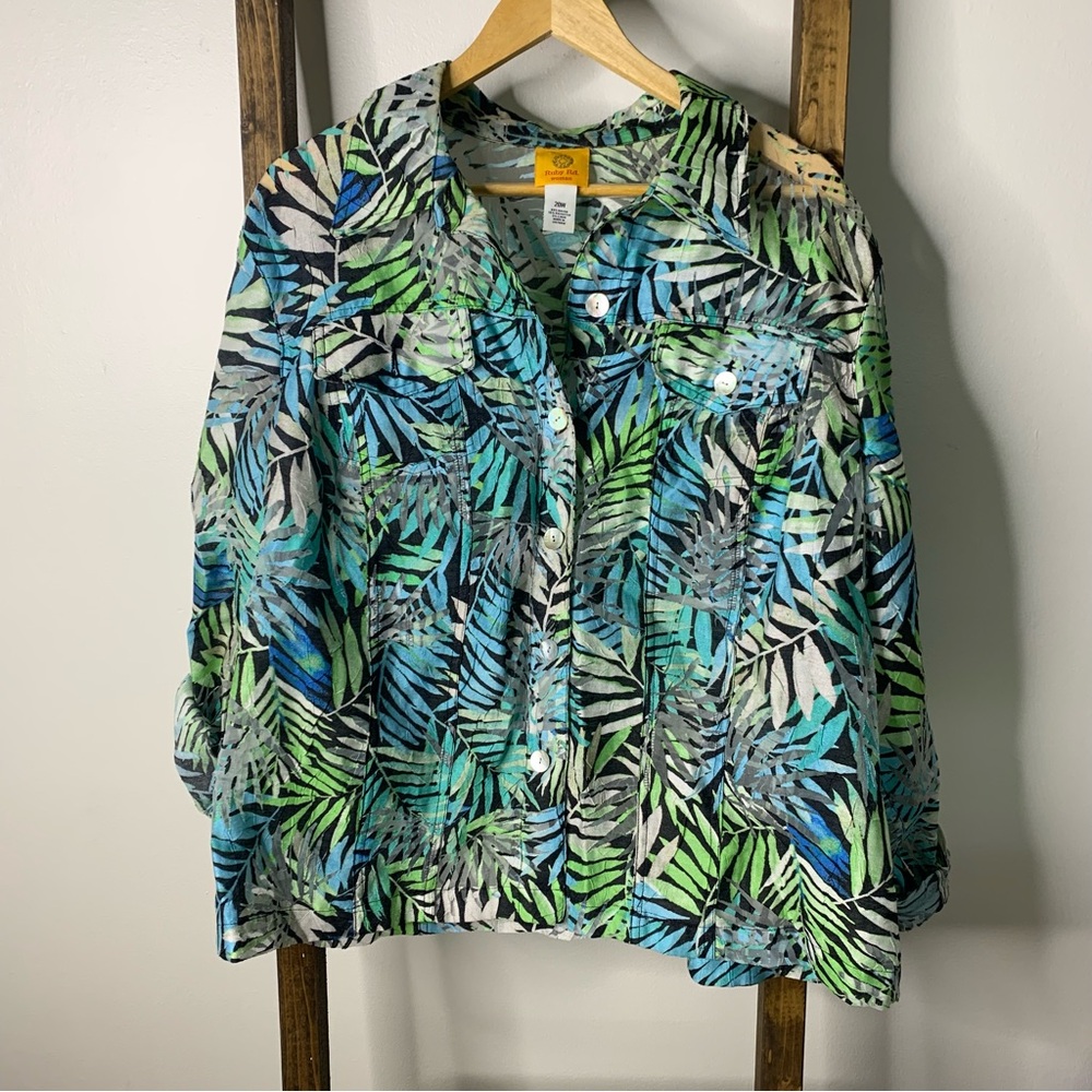 Ruby Rd Tropical Leaf Print Jacket - image 1